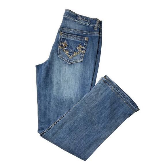 Royal Premium Jeans Women's Size 6 Embroidered Whiskers Bleu Denim - Picture 3 of 11